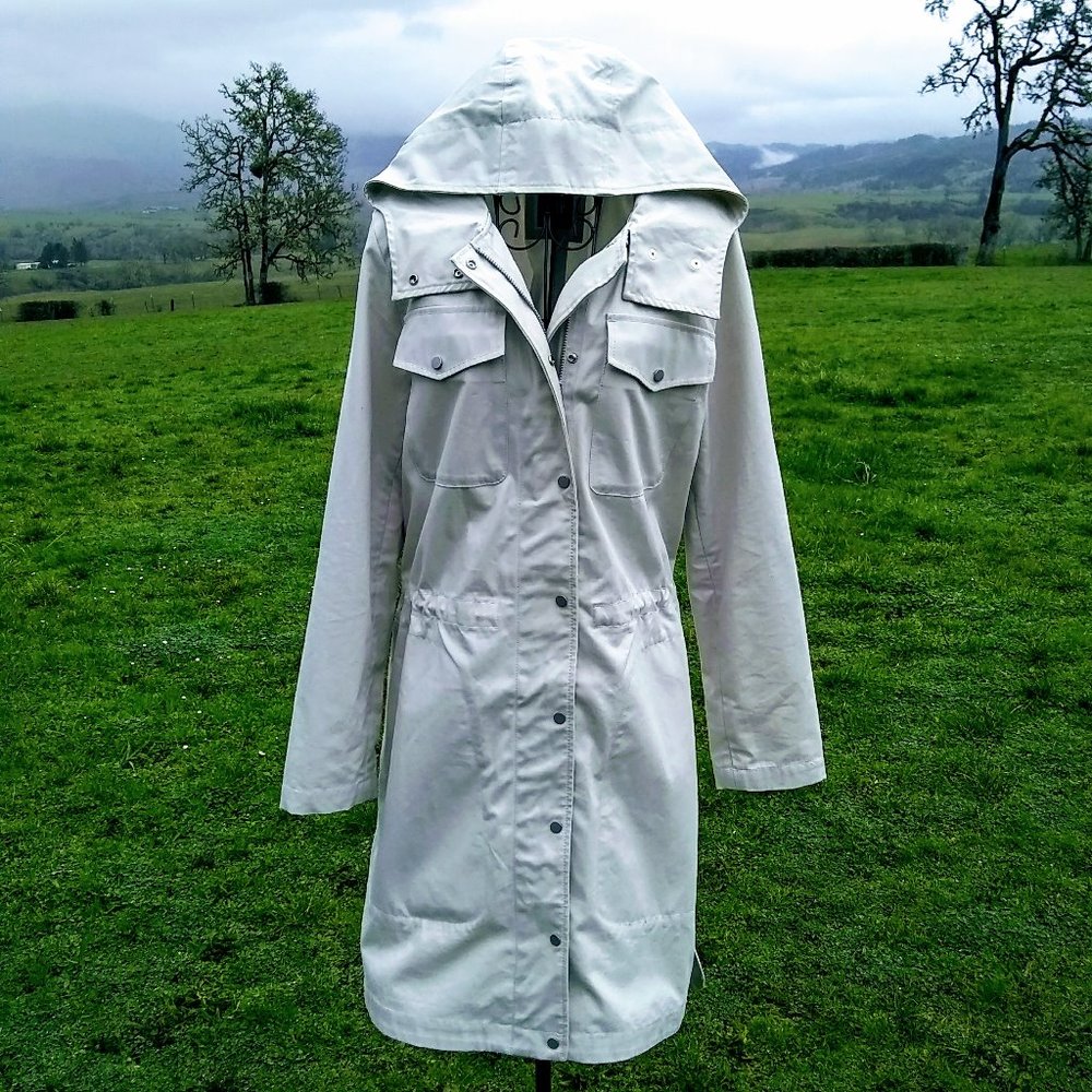 Tall Cotton Trench Coat with Hood